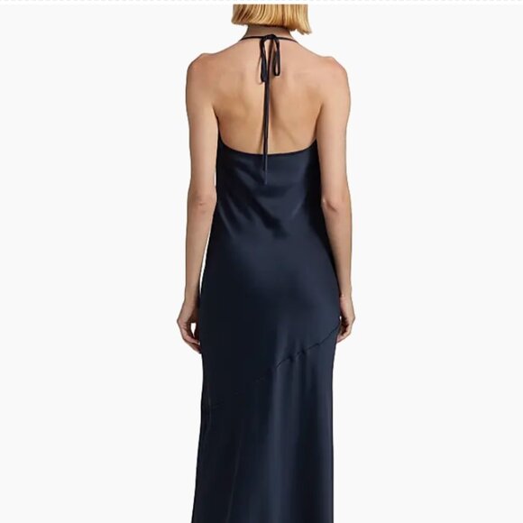 Haleigh Charmeuse Cowl Neck Gown Maxi Dress Navy Blue 6 NWT $595 - Picture 5 of 9